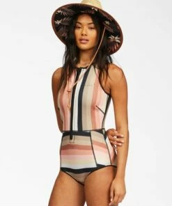 BILLABONG 1mm Sol Sistah Shorty Spring Wetsuit CANVAS NEO -Womens Swim BILLABONG abjw500101 billabongw nhs3 sd2