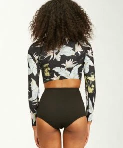 BILLABONG 2mm Long Sleeve Sea Crop Wetsuit Top BLACK -Womens Swim BILLABONG abjw800101 billabongw blk bck1