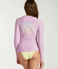 BILLABONG Surfadelic Long Sleeve Rashguard LIT UP LILAC -Womens Swim BILLABONG abjwr00116 billabongw lul bck1