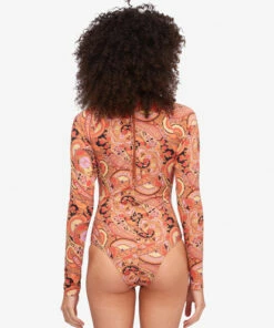 BILLABONG Lost In Time Back Half-Zip Long Sleeve Swimsuit MULTI -Womens Swim BILLABONG abjwr00165 billabongw mul bck1