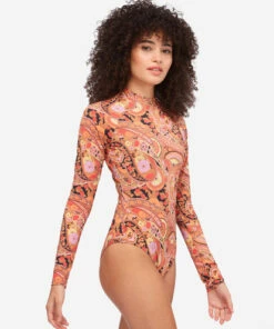 BILLABONG Lost In Time Back Half-Zip Long Sleeve Swimsuit MULTI -Womens Swim BILLABONG abjwr00165 billabongw mul sd1