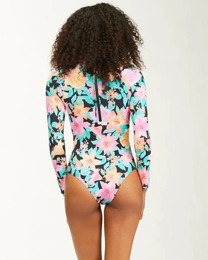 BILLABONG Tropic Time Long Sleeve Swimsuit BLACK PEBBLE 3 BILLABONG Tropic Time Long Sleeve Swimsuit BLACK PEBBLE - Image 3