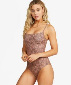 BILLABONG Hidden Shore Scoop Front One Piece Swimsuit TOFFEE