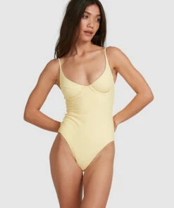 BILLABONG Tanlines Ava Bra One-Piece Swimsuit BANANA -Womens Swim BILLABONG abjx100161 billabongw ban frt1