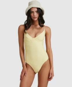 BILLABONG Tanlines Ava Bra One-Piece Swimsuit BANANA -Womens Swim BILLABONG abjx100161 billabongw ban frt2