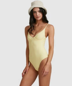 BILLABONG Tanlines Ava Bra One-Piece Swimsuit BANANA -Womens Swim BILLABONG abjx100161 billabongw ban sd1