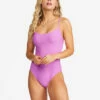 BILLABONG Tanlines Scoop Front One Piece Swimsuit BRIGHT ORCHID