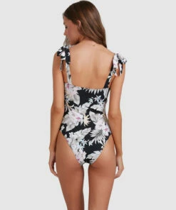 BILLABONG Tropicool Tied One-Piece Swimsuit BLACK 9 BILLABONG Tropicool Tied One-Piece Swimsuit BLACK -Womens Swim BILLABONG abjx100170 billabongw blk bck1