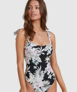 BILLABONG Tropicool Tied One-Piece Swimsuit BLACK 11 BILLABONG Tropicool Tied One-Piece Swimsuit BLACK -Womens Swim BILLABONG abjx100170 billabongw blk dtl1