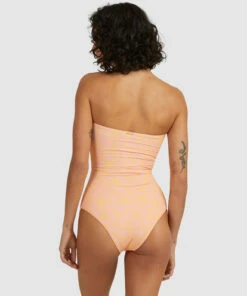 BILLABONG Hot Tropics Summer Bandeau One-Piece Swimsuit MELON FADE -Womens Swim BILLABONG abjx100172 billabongw mfd bck1