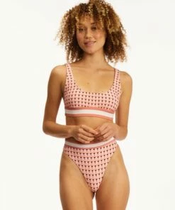 BILLABONG Let Me Check Banded Tank Bikini Top SUNSTONE