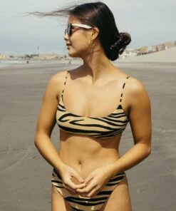 BILLABONG Wild Groove Mini Crop Bikini Top GOLD DUST