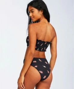 BILLABONG Falling Light Smocked Tube Bikini Top BLACK PEBBLE -Womens Swim BILLABONG abjx300128 billabongw bpb bck1