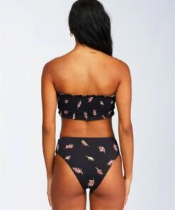 BILLABONG Falling Light Smocked Tube Bikini Top BLACK PEBBLE -Womens Swim BILLABONG abjx300128 billabongw bpb bck2