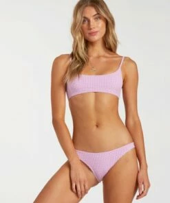 BILLABONG Surf Check Mini Crop Bikini Top LIT UP LILAC