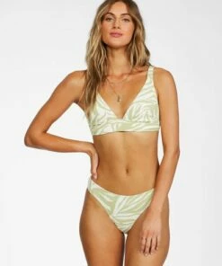 BILLABONG Jungle Town Banded Triangle Bikini Top CACTUS