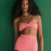 BILLABONG Summer High Bandeau Bikini Top CORAL PINK