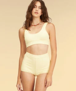 BILLABONG Wrangler Face The Sun Banded Tank Bikini Top RETRO YELLOW