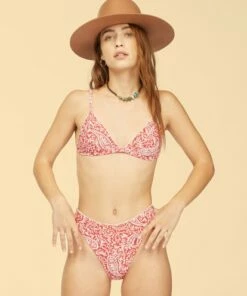 BILLABONG Wrangler Ruby Sands Ceci Triangle Bikini Top CLASSIC RED