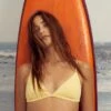BILLABONG Wrangler Face The Sun Ceci Triangle Bikini Top RETRO YELLOW