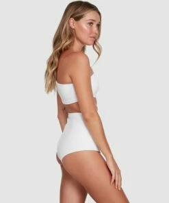 BILLABONG Tanlines One Shoulder Crop Bikini Top WHITE -Womens Swim BILLABONG abjx300331 billabongwg wht sd1