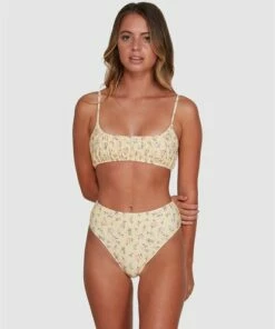 BILLABONG Pretty Moon Gathered Bralette Bikini Top MELLOW YELLOW