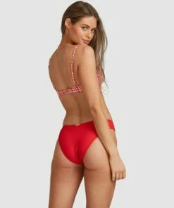 BILLABONG Get It Gingham Bralette Bikini Top FIESTA RED -Womens Swim BILLABONG abjx300357 billabongw ftr bck1