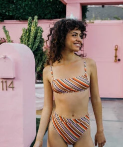 BILLABONG Time To Go Ruched Tank Bikini Top MULTI