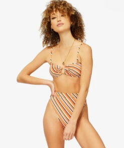 BILLABONG Time To Go Stripe Bandeau Bikini Top MULTI