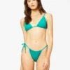 BILLABONG Seein' Green Hi Point Slide Smocked Triangle Bikini Top EMERALD