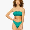 BILLABONG Seein' Green Ruffle Bandeau Smocked Bikini Top EMERALD
