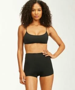 BILLABONG Sol Searcher Skinny Mini Bikini Top BLACK PEBBLE