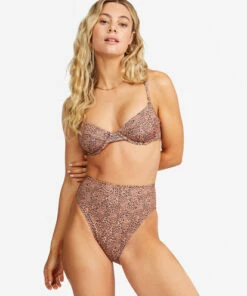 BILLABONG Hidden Shore Morgan Underwire Animal Print Bikini Top TOFFEE
