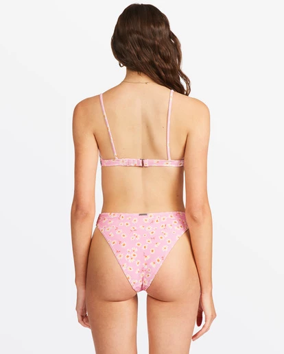 BILLABONG Daisy Craze Coco Tie-Front Bralette Bikini Top PINK LADY 4 BILLABONG Daisy Craze Coco Tie-Front Bralette Bikini Top PINK LADY - Image 4