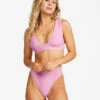 BILLABONG Sol Searcher Plunge V-Neck Bikini Top PARADISE PINK