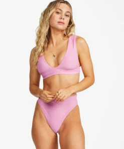 BILLABONG Sol Searcher Plunge V-Neck Bikini Top PARADISE PINK