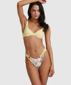BILLABONG Tanlines Paneled Bra Bikini Top BANANA