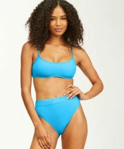 BILLABONG Sol Searcher Skinny Mini Cropped Bikini Top TAHITI BLUE