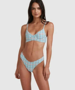 BILLABONG Blue Sky Long Line Bra Bikini Top BLUE