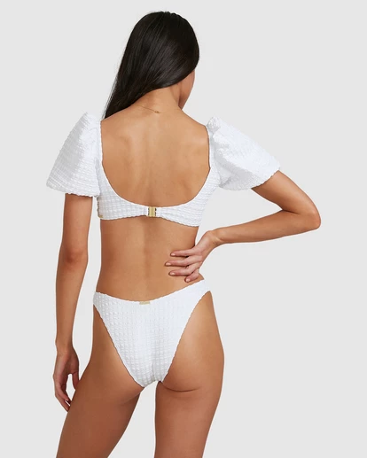 BILLABONG Wave Check Puff Sleeve Bikini Top WHITE 7 BILLABONG Wave Check Puff Sleeve Bikini Top WHITE - Image 7