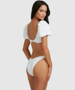 BILLABONG Wave Check Puff Sleeve Bikini Top WHITE 14 BILLABONG Wave Check Puff Sleeve Bikini Top WHITE -Womens Swim BILLABONG abjx300501 billabongw wht sd2