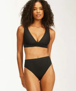 BILLABONG Sol Searcher Plunge Bikini Top BLACK PEBBLE