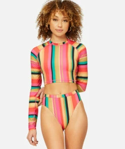 BILLABONG Stripes For Daze High-Waist Maui Rider Bikini Bottoms MULTI 7 BILLABONG Stripes For Daze High-Waist Maui Rider Bikini Bottoms MULTI -Womens Swim BILLABONG abjx400395 billabongw mul frt1