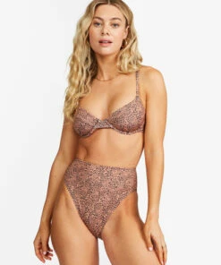 BILLABONG Hidden Shore High Maui High-Waisted Bikini Bottoms TOFFEE -Womens Swim BILLABONG abjx400417 billabongw tof frt1