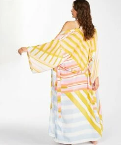 BILLABONG Head Over Heels Kimono Beach Cover-Up WHITE/MULTI -Womens Swim BILLABONG abjx600149 billabongw wmu bck1