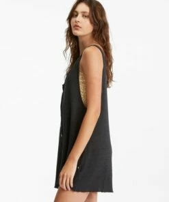 BILLABONG Fade Away Button-Up Knit Romper OFF BLACK 6 BILLABONG Fade Away Button-Up Knit Romper OFF BLACK -Womens Swim BILLABONG abjx600175 billabongw ofb sd1