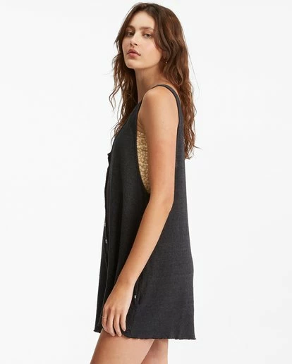 BILLABONG Fade Away Button-Up Knit Romper OFF BLACK 3 BILLABONG Fade Away Button-Up Knit Romper OFF BLACK - Image 3
