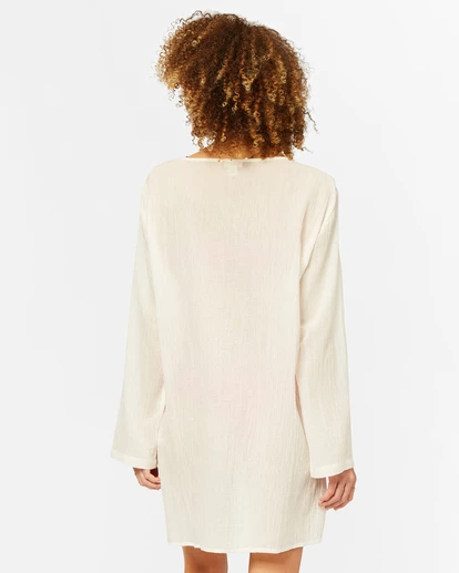 BILLABONG Blue Skies Crepe Beach Cover Up SALT CRYSTAL 4 BILLABONG Blue Skies Crepe Beach Cover Up SALT CRYSTAL - Image 4
