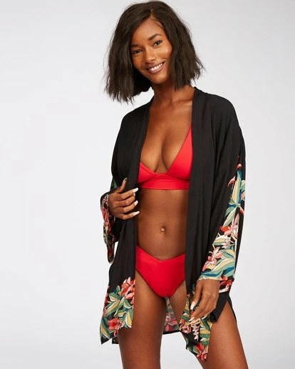 BILLABONG Parisian Nights Kimono Wrap Top OFF BLACK 1 BILLABONG Parisian Nights Kimono Wrap Top OFF BLACK