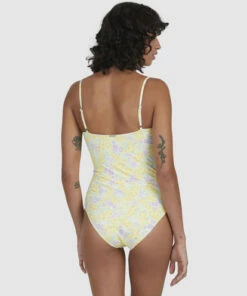 BILLABONG Tempest Cut-Out One Piece Swimsuit LEMON LIME -Womens Swim BILLABONG ubjx100145 billabongw lml bck1